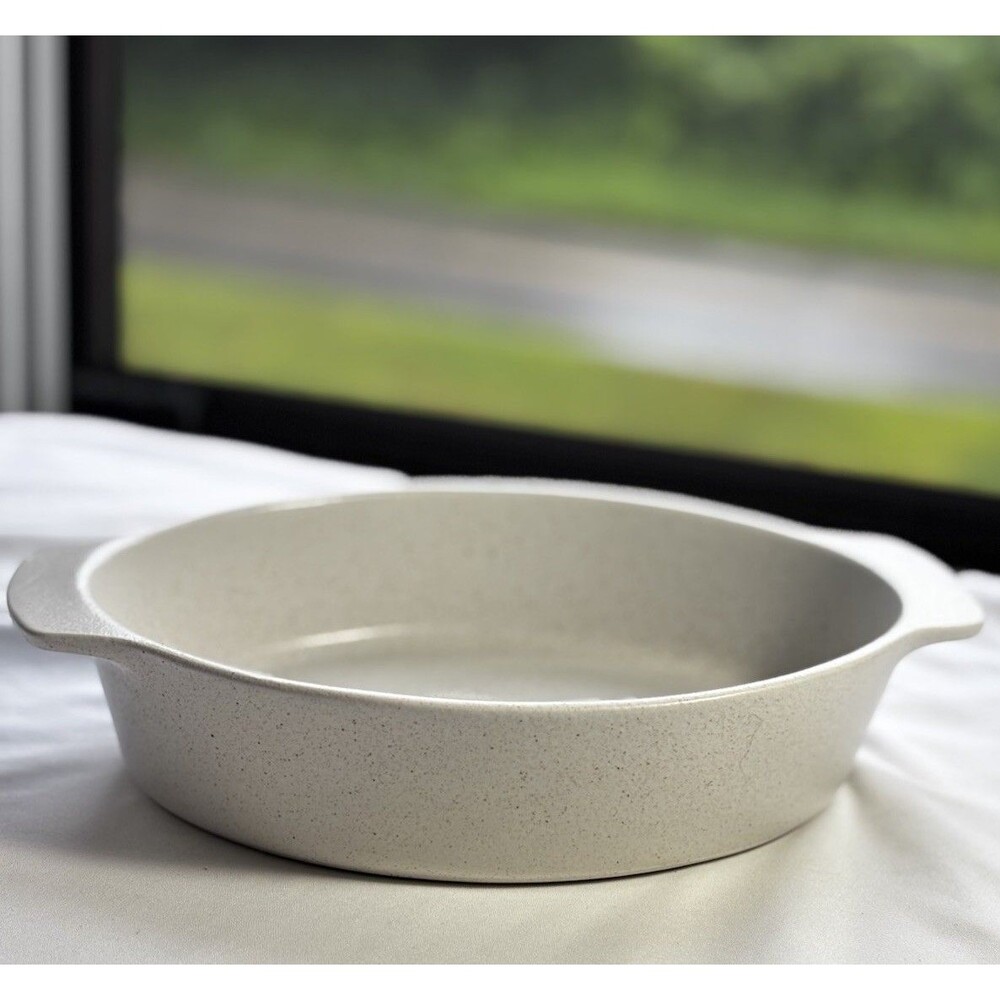 Cerutil Portugal Stoneware Bakeware Serving Dish Speckled Cream & Brown 10 1/2"